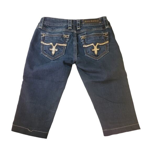 Rock Revival Women’s 28 Jacklyn Dark Wash Hemmed Cut Off Jean Shorts EUC - Picture 2 of 10